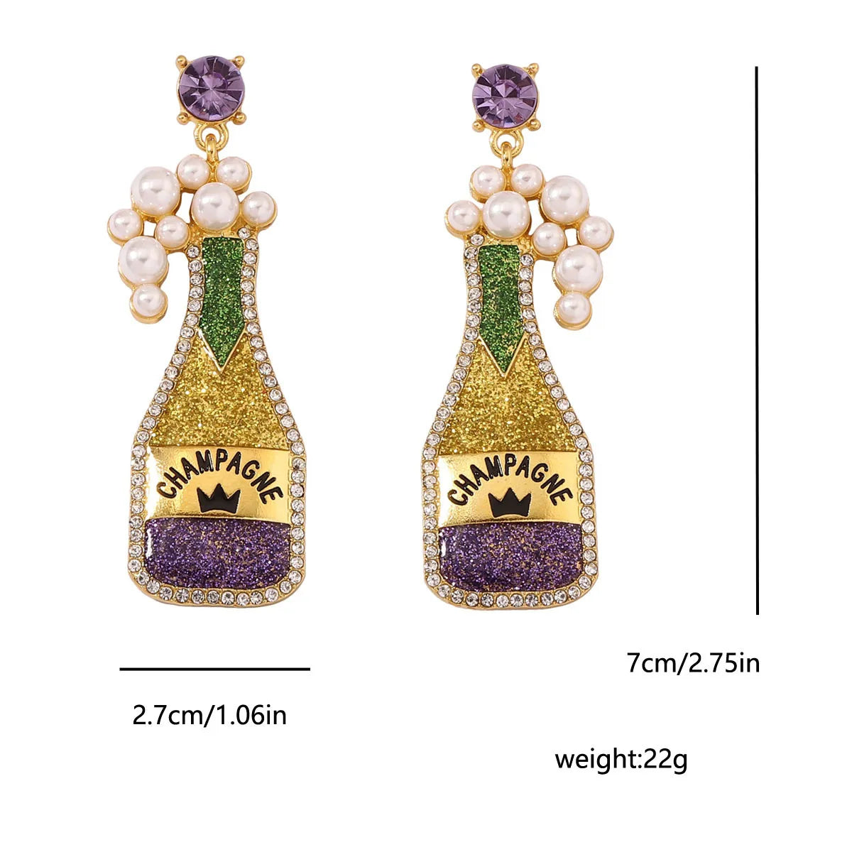 Luxury Carnival Cute Wine Bottle Earrings for Woman